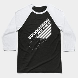 Buckhannon West Virginia with Stripes and State Outline - BLUE Baseball T-Shirt